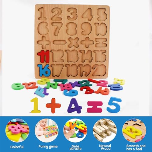 Image of Kidology Wooden Puzzles for Toddlers for Kids Preschool Learning Toys, Wooden Montessori Toddler Puzzles Wooden Alphabet, Number, Shape Puzzles for Kids 2-4 Years Old (Wooden Puzzle - 3Pcs)
