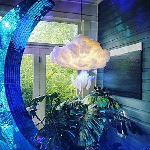 JeffMVP LED Cloud Light - Fluffy Ceiling Wall Room Decor Colorful/Warm White Night Lights Battery Christmas for Children Baby Living Wedding Party Decoration, 20cmx20cm (C50-1)