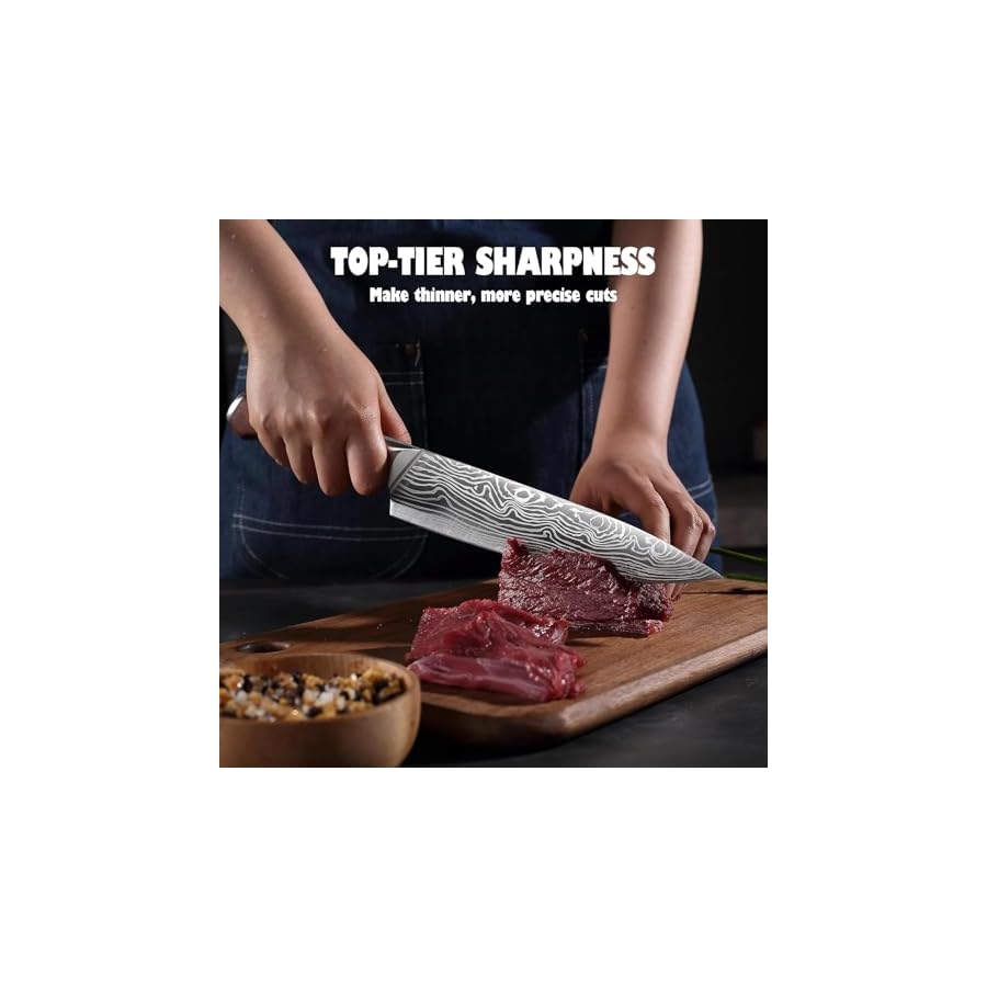 YOTSUBA Kitchen Knife Set, 7PCS Kitchen Knives Set High Carbon Stainless Steel Sharp Knife, Knives Set for Kitchen with Ergonomic Handle