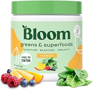 Bloom Nutrition Super Greens Powder Smoothie & Juice Mix - Probiotics for Digestive Health & Bloating Relief for Women, Digestive Enzymes with Superfoods Spirulina & Chlorella for Gut Health (Mango)