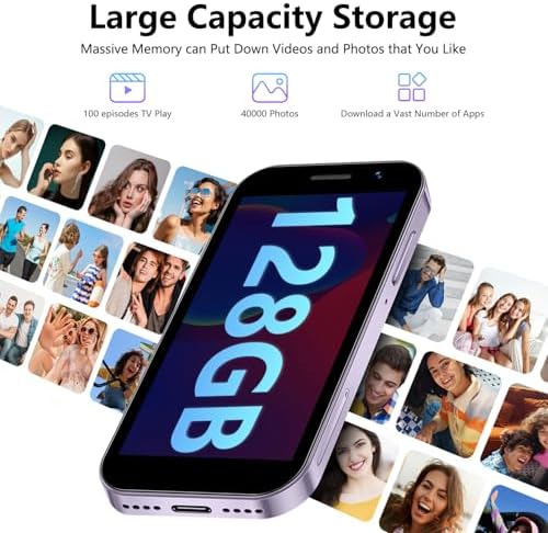 BLKE Mini Phone 4G Smartphone Unlocked with 3.0 HD,3GB+32GB,2000mAh Battery,World's Smallest Mobile Phone,Pocket Cellphone, Mini Phones for Kids, Best Gift for Kids - Purple