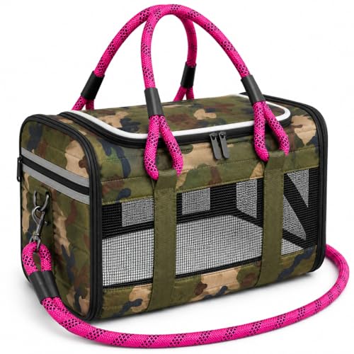 FLUFFY COMMUTE Soft-Sided Dog & Cat Carrier | for Car Rides Vet Visits Errands & Daily Outings | Fits Small Dogs & Cats Up to 15 lbs | 18 L x 11.5 H | Yorkies Chihuahuas & More