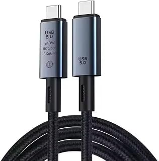 ETZIN 2M USB C Thunderbolt 5 Cable, 80Gbps Bandwidth, 80Gbps Date, 2 Meter 8K 4K Video Sync Display, 240W Fast Charging, Fully Compatible with Thunderbolt 4/3, Type USB-C, USB4 EPL-1592CC