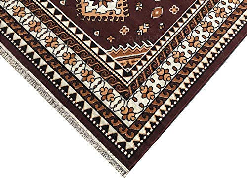 Image of Floral Rectangular Carpet Velvet Touch 6.0X 8.0 Feet Brown I