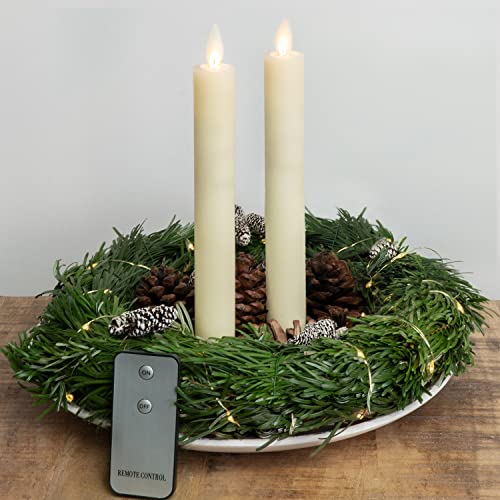 LED Stabkerze 2er-SET flackernder Docht flammenlos Große Kerzen LED-Kerze (Elfenbein) Cover