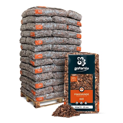 GALAMIO Rindenmulch Pinie Mittel 15-25 mm - 2340L (39 x 60L) - unbehandelter, natürlicher Bodenschutz