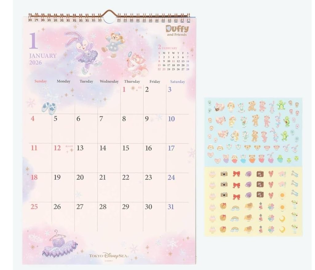 ディズニーシー ダッフィー 2026 壁掛け 卓上 カレンダー スケジュール帳 Amazon | ダッフィー＆フレンズ 壁掛けカレンダー 2026年（令和8