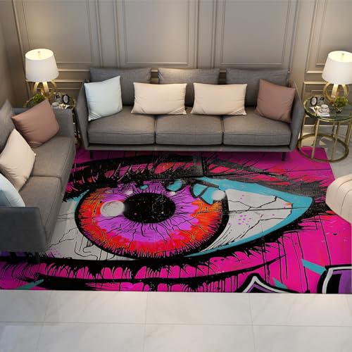 Tapis d'extérieur profil bas lavable street art yeux rose - 2