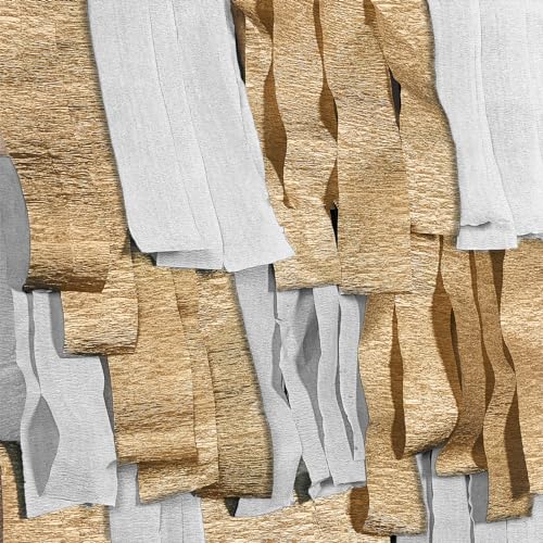 Image of PartyWoo Gold and Silver Crepe Paper Streamers 6 Rolls 492 ft Pack of Crepe Paper Rolls for Graduation Christmas New Year Wedding Baby Shower Birthday Party Decorations (1.8 Inch x 82 Ft /Rolls)