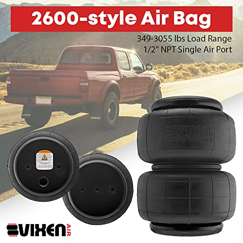 Vixen Air 1/2" Npt Single Air Port Suspension Air Spring/Air Bag Dual Pack Vxd2600Dp #TOP5