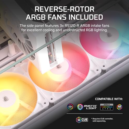 Image of CORSAIR 2800X RS-R Reverse Fan ARGB Micro-ATX PC Case - 3X Fans Included, Panoramic Glass, Modular Customization, GPU Anti-Sag, Reverse Connection Motherboard Compatible - White