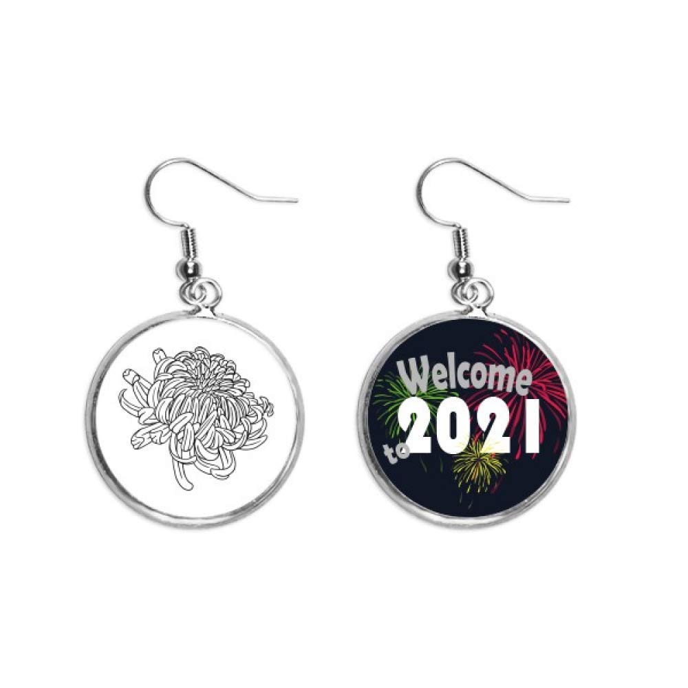 Pendientes de flores ligeros de crisantemo plata antipesadez orejas 5