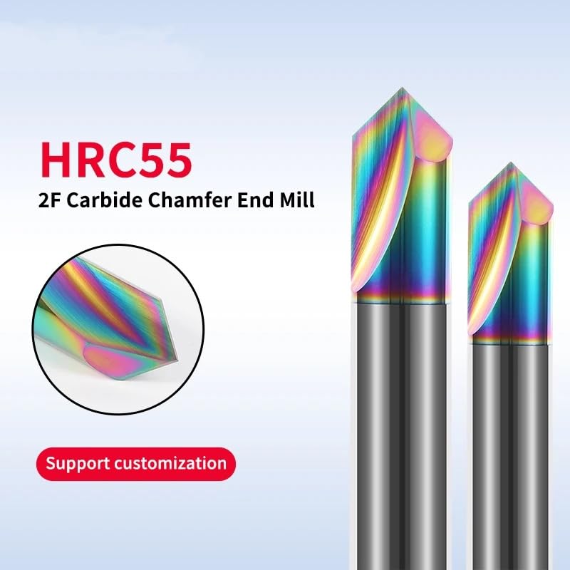 90° HRC55 Chamfer End Mill Carbide Chamfering Milling Cutter V Router Bit 3-12mm Metal CNC Machine Tools,6x6Dx50Lx90deg