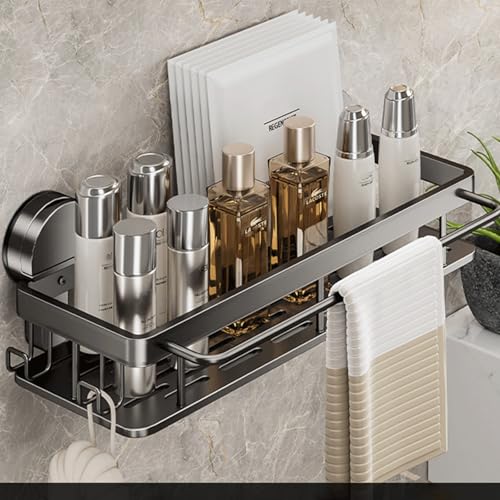 Vixplorn 浴室 ラック 強力吸盤 お風呂 棚 壁掛け 防水 防錆 シャンプーラック 省スペース 水切り 穴あけ不要 簡単に設置 洗面所 キッチン収納用 アルミニウム製 ブラック