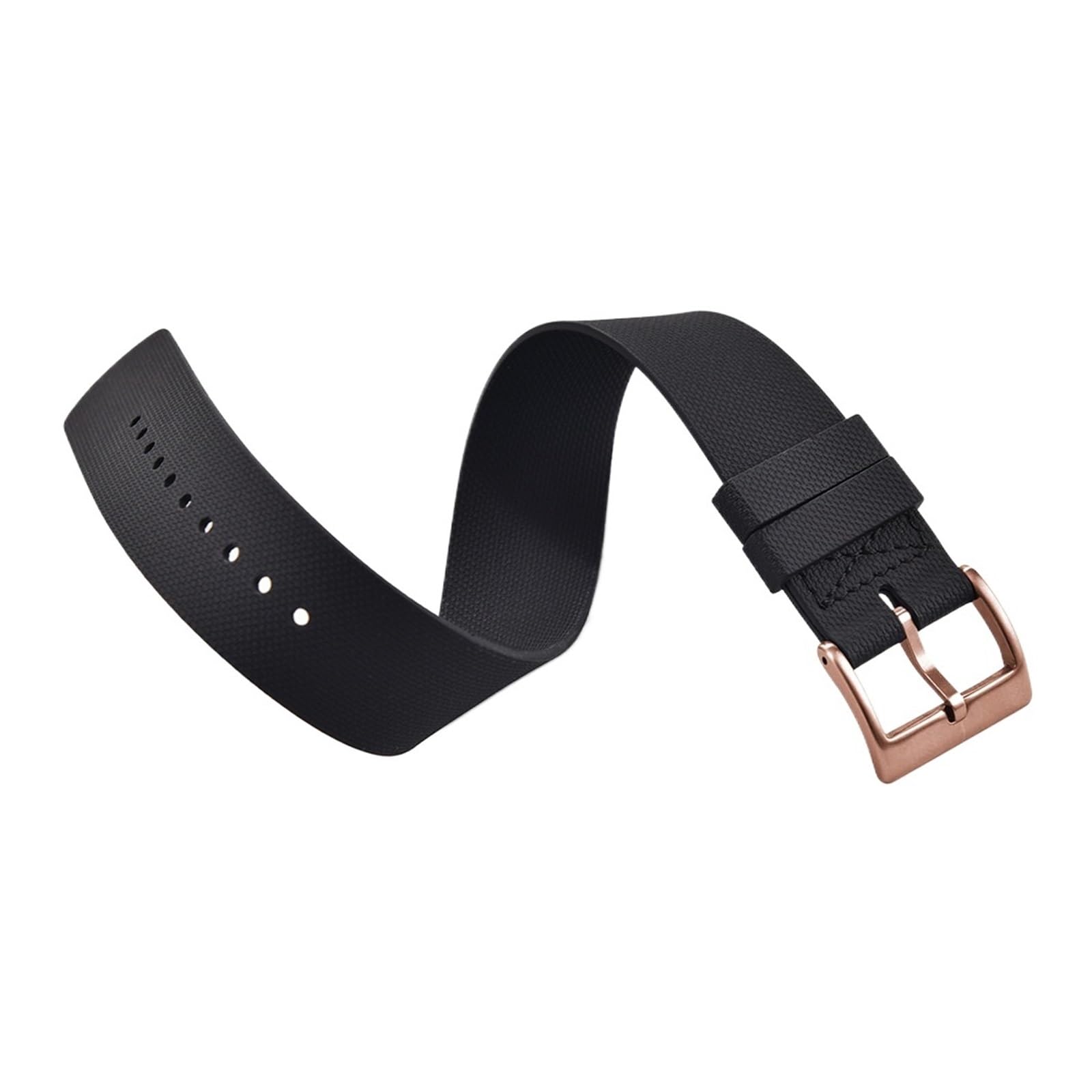 Cinturino per orologio in gomma fluorocarbonica premium | Elastico testurizzato antipolvere e antiodore, vestibilità universale (nero)
