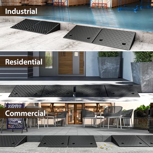 bimiti Bordsteinrampen Gummi 49x41x13.8cm Auffahrrampe Rampe Rollstuhl Türschwellenrampe 13.8cm Hoch für Auffahrt, Auto, Rollstuhl, Laderampe, Motorrad, Fahrrad