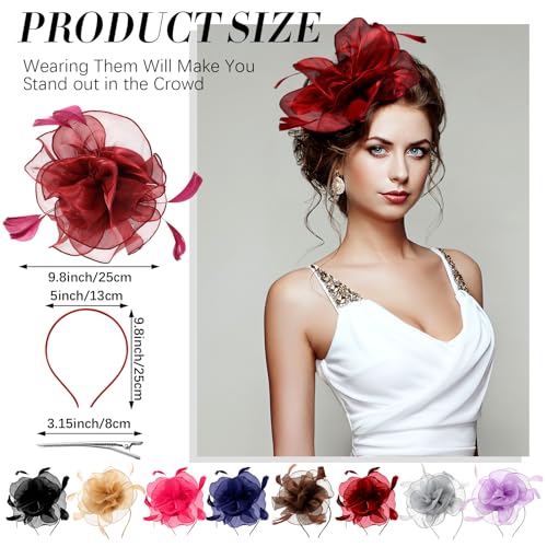 Set de 8 Sombreros Fascinator para Mujer Multicolor miniatura 2