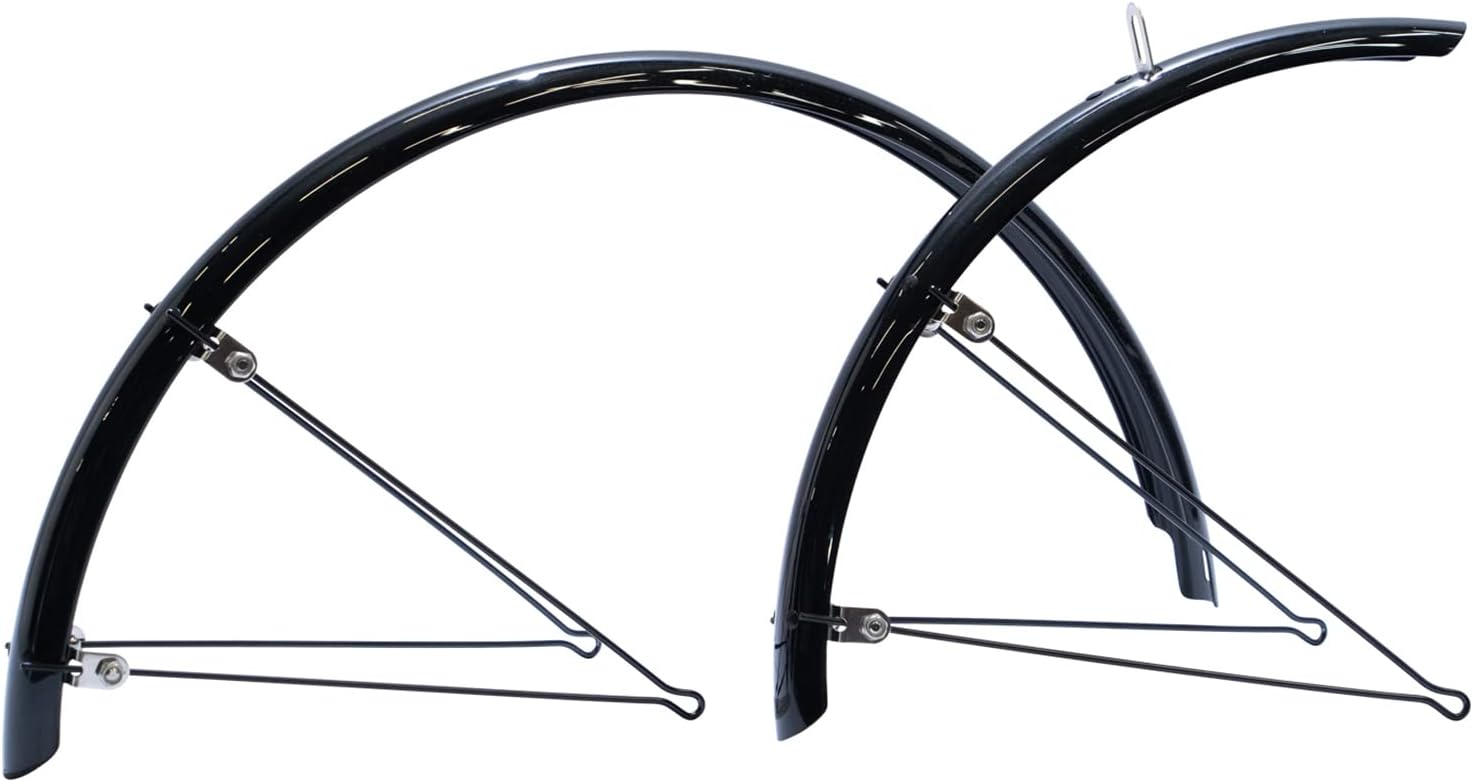 RITEWAY Bicycle Fender, Double Stay Cloth Bike Full Fender, Mud Flap, Front and Rear Set, for 20 Inches (ETRTO406/451), Width 1.4 inches (35 mm), Gloss Black