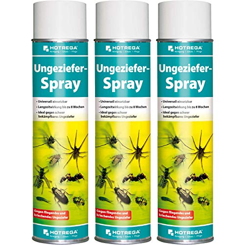 Preisvergleich Produktbild HOTREGA Ungeziefer Spray 600 ml - Insektenvernichter, Wespenspray, Insektenspray, Schädlingsbekämpfung, Mengen:3