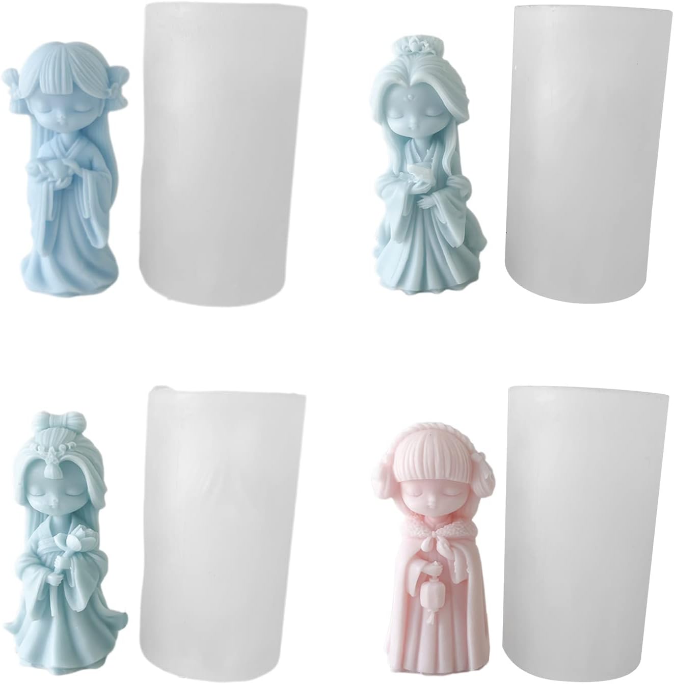 Doll Candle Molds for Candle Making Silicone Candle Mold Girls Epoxy Resin Casting Molds for DIY Crafts Candle Soap
