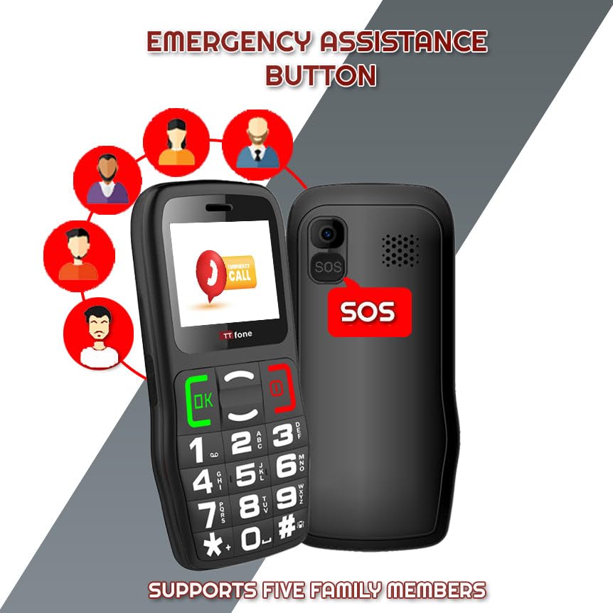 TTfone TT220 Grote knop mobiele telefoon voor ouderen met noodhulpknop, pratende toetsen, lange levensduur van de batterij, zaklamp, Bluetooth, eenvoudig te gebruiken (met USB-kabel TTfone TT220 Grote knop mobiele telefoon voor ouderen met noodhulpknop, pratende toetsen, lange levensduur van de batterij, zaklamp, Bluetooth, eenvoudig te gebruiken (met USB-kabel
