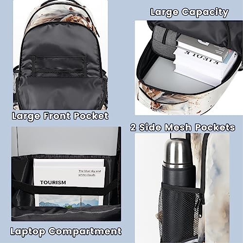 Custom Name Backpack for Boys Girls Teens Watercolor Horse Personalized 16 Inch Kids Backpack Animal Horse Painting Middle Schoolbag Primary Elementary Student Bookbag for Back to School Gift4