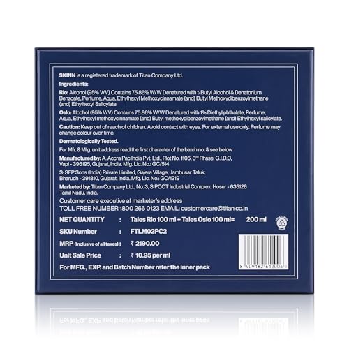 Image of Skinn By Titan Tales Oslo & Rio Eau De Parfum Gift Set for Men | Long‑Lasting Fragrances | 2 x 100 ml