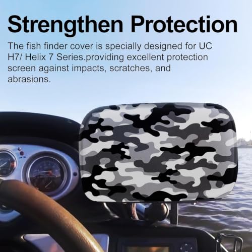 Image of Helix 7 Cover, Waterproof Fish Finder Cover, Compatible with UC H7 / Helix 7 Screen Cover, Neoprene Protects Your Screen (Black and White ash Camouflage)