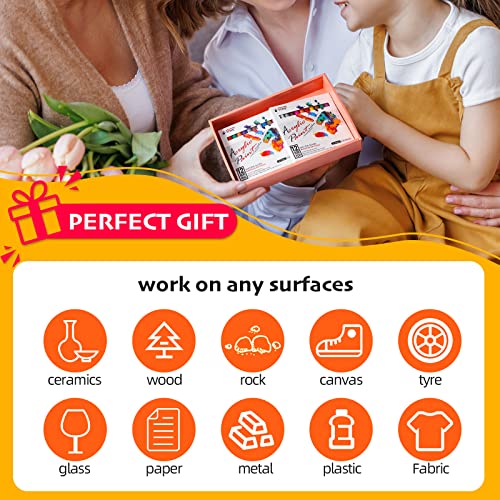 Paint Markers Paint Pens -12 Color Extra Fine Point Acrylic Paint Marker Pen For Painting And Drawing, Work On Rocks, Metal, Ceramic, Glass, Wood, Fabric, Canvas, Plastic, Crafts Making Art Supplies #TOP5