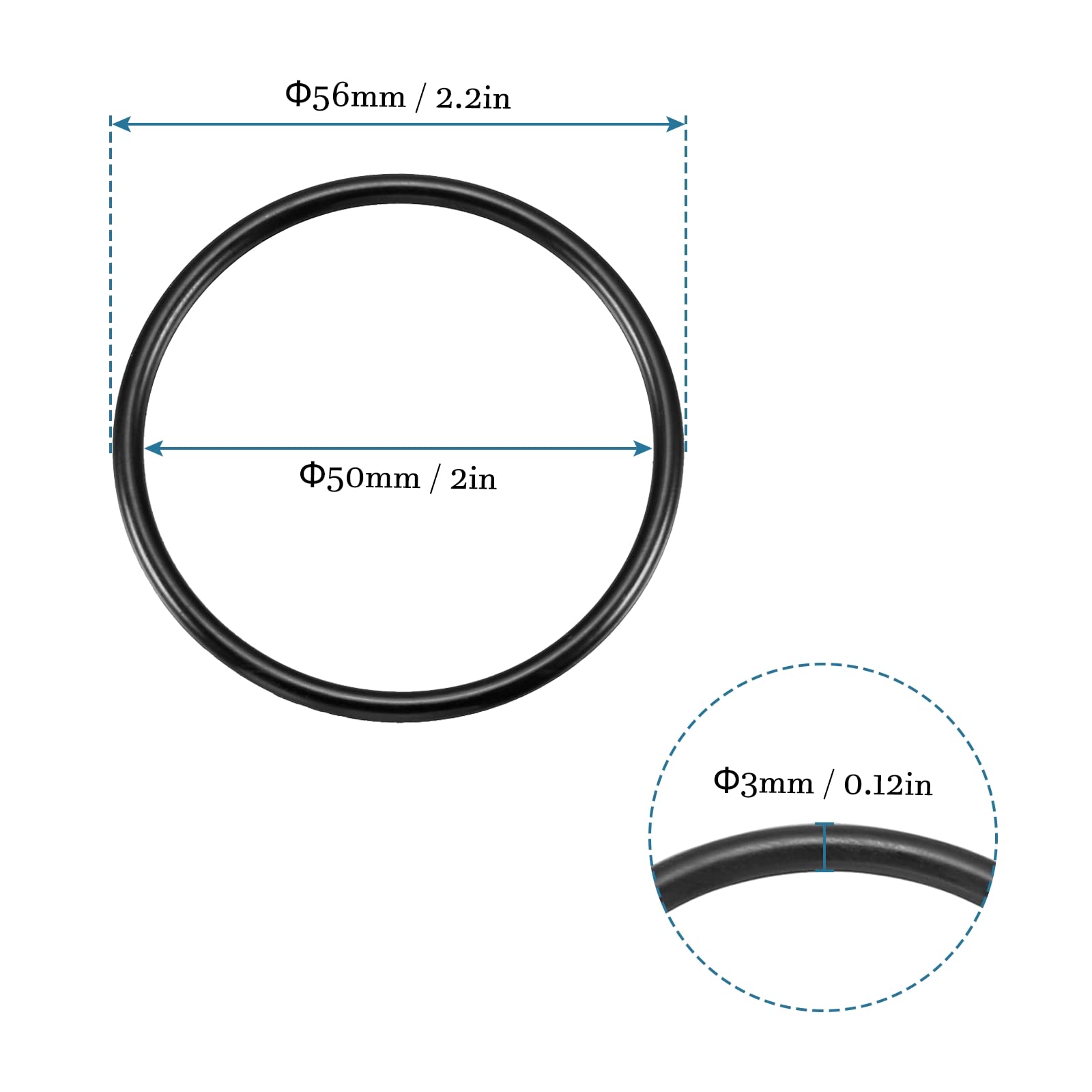 QUARKZMAN 56mm X 50mm X 3mm Nitrile Caoutchouc Joints