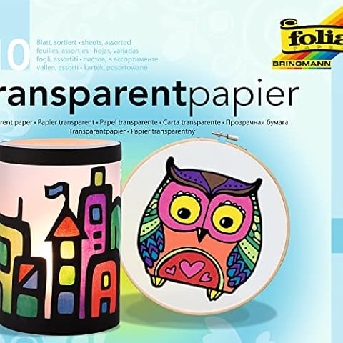 folia 888 - Transparentpapier im Heft, Drachenpapier, ca. 20 x 30 cm, 10 Blatt sortiert in 10 Farben, 42 g/qm, durchschimmernd, zum Basteln von Windlichtern, Laternen, Fensterbildern, und vielem mehr Cover