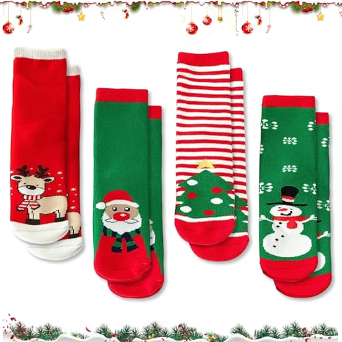 Smdbzda Weihnachten Socken, 4 Paar Weihnachtssocken Kinder...