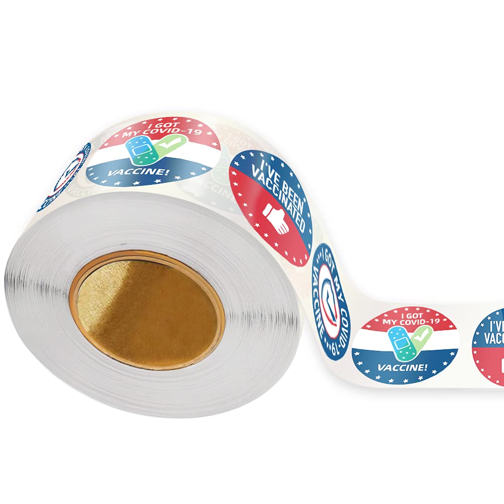 EVQ Covid Vaccinated Vinyl Stickers Tape 1.5 Inch I Got My Covid-19 Vaccine Labels Removable Waterproof Vaccination Immunization Decals 600 PCS