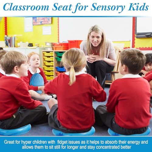 Image of Libima 4 Pcs Wiggle Seat for Kids Inflated Wobble Cushion | 13'' Sensory Flexible Seating for Classroom Elementary, Balance Disc for Student Adults Pet Training Office School Home Chair