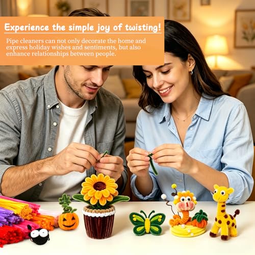 Image of Mnuizu 200 Pcs Pipe Cleaners, Chenille Stems Fluffy Pipe Cleaner Supplies | Basic Pipe Cleaners Bulk Fuzzy Sticks for DIY Art And Craft Projects, Flower Making, Home Decoration, Light Brown