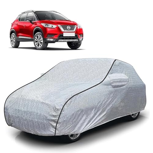 Image of Sulfar 100% Waterproof Car Body Cover Compatible with Mirror for Nissan Kicks (Triple Stitched, Full Bottom Elastic, Magic Silver with Black Piping)
