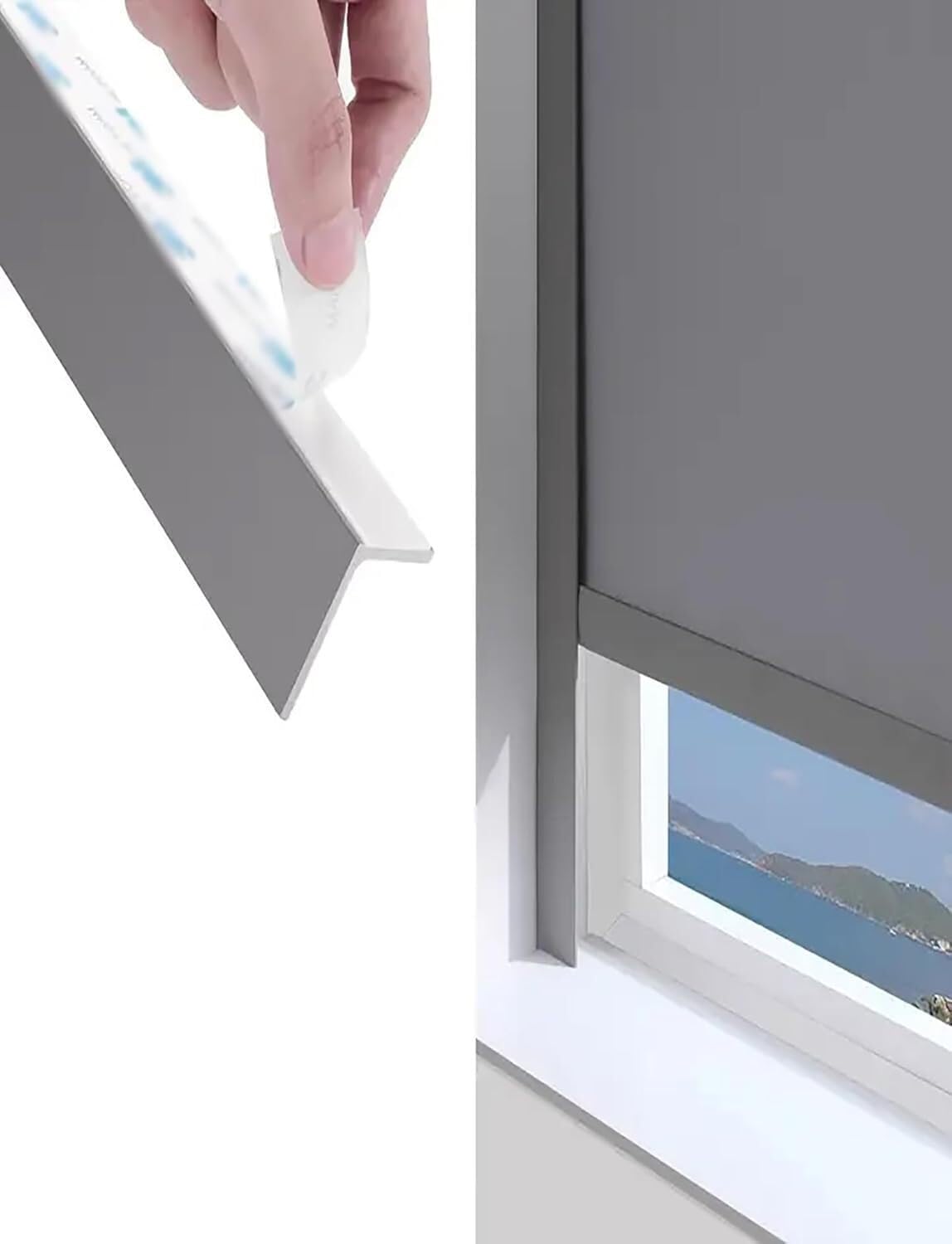 Side Rails For Curtains/windows, Blackout Covers For Gaps(Grey,40cm/15.7'')