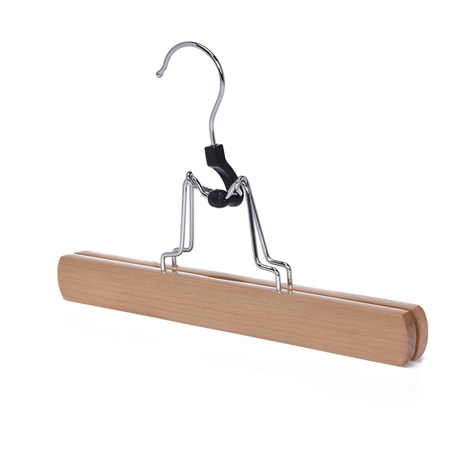 JINGYAN Standard Hangers Wooden Pants Hangers Skirt Trouser Jeans Solid Wood Non Slip Clips Slack Clamp Hanger For Women Dress Cloth
