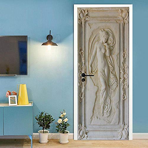 Stickers Porte Trompe l'oeil Effet 3D 83x204cm Poster de Porte Papier Peint Porte Muraux Intérieure par Autocollants Imperméable Amovible Salon Chambre Salle De Bain Cuisine, à la romaine Cover