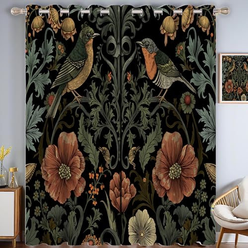 Rideaux isolants thermiques champêtres vert olive 140x225 cm