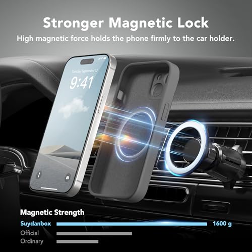 Image of Magnetic for iPhone 13 Case, Compatible with MagSafe, [Full Camera Protection][Screen Protector] Silicone Shockproof Protective Phone Case for iPhone 13 6.1 inch, Dark Gray