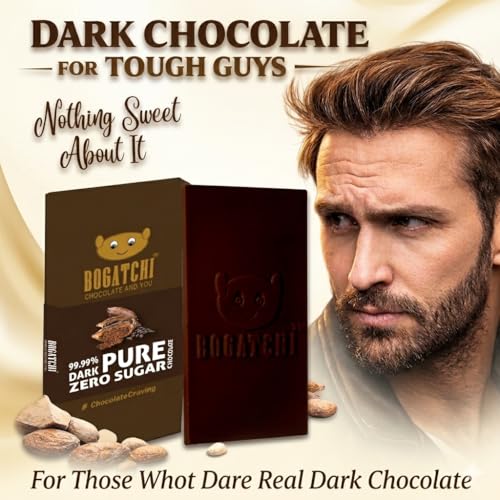 Image of BOGATCHI 99% Dark Chocolate Bar 60g - Zero Sugar & Unsweetened Pure Cocoa | Single Origin Premium Dark Chocolate | Rich in Antioxidants | Keto Chocolate | Healthy Bitter Chocolate