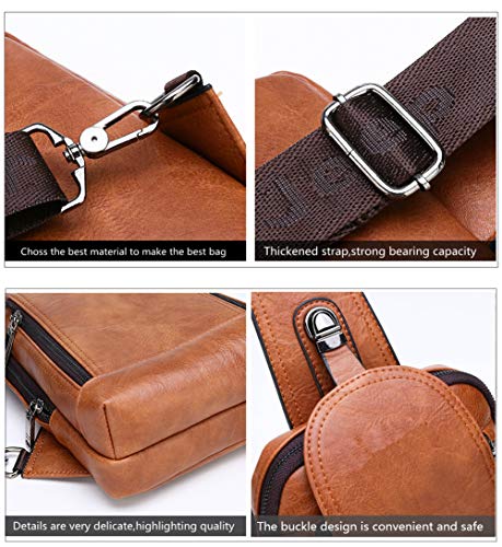Mochila transversal masculina para homens jovens, Clássico, Marrom, One_Size