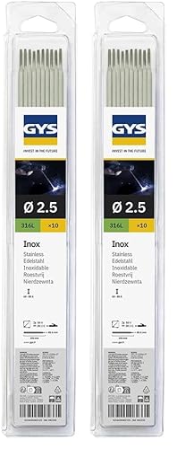GYS - ELECTRODES Inox 316L ø2, 5 - Blister de 10 - CONSOMMABLE Soudure Arc/MMA - Toutes positions - A L'electrode - Amorcage Des 40V (Lot de 2)