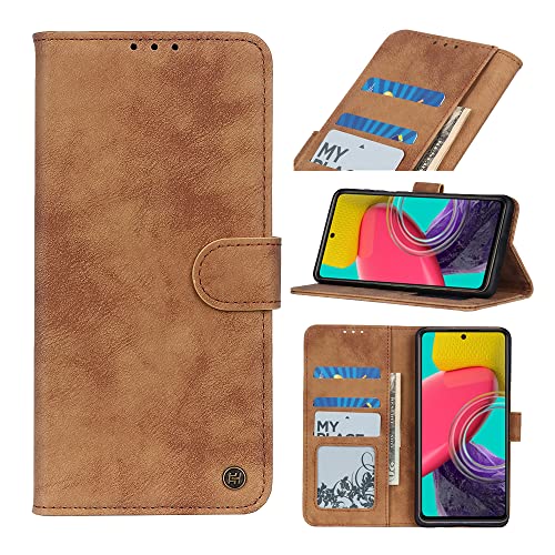 AnnhanT Funda para Samsung Galaxy M53 5G Funda con Tapa, Funda Protectora de Cuero 【Soporte/Ranura Tarjeta/Magnético】 Funda Piel para Samsung Galaxy M53 5G, Marrón