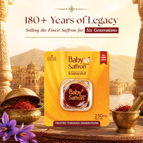 Image of Baby Brand Saffron 1 Gm Original Mongra Kesar /Keshar | Grade 1 ISO 3632 Tested | Rich Colour & Aroma | For Pooja Tilak, Pregnant Women, Kids, Food, Period Pain, Good Skin & Health | 250mg Each x Pack Of 4