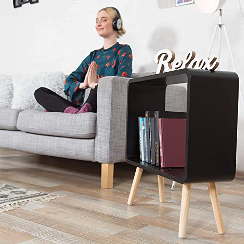 Image of Device Bas with BROWN ART SHOPPEE Bookcase Nightstand Side End Table Bedroom: Bed Side Coffee Table Living Room Bedside Small Spaces Magazine Stand With Storage Engineered Wood Modern Furniture(Black)