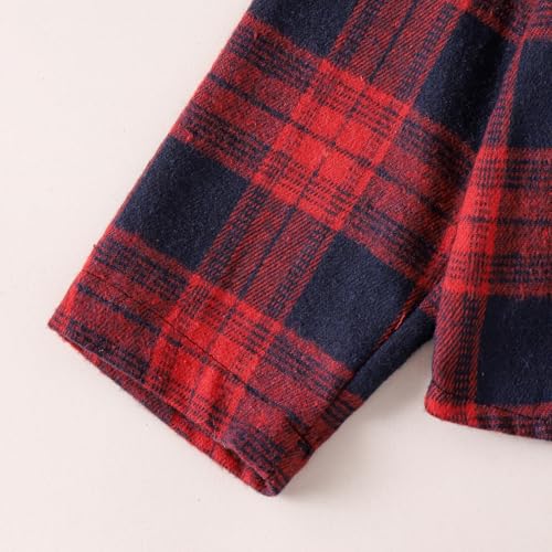 Image of Boy Clothes Fall Winter Outfits Long Sleeve Plaid Patchwork Button Down Shirt + Casual Pocket Sweatpants 5-14 Years
