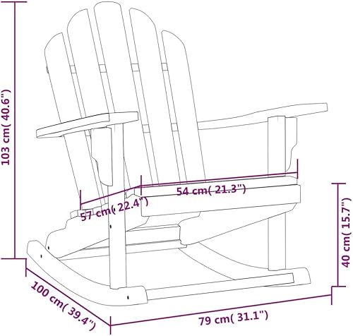 Miniatura 2 de Garden Adirondack Rocking Chair, Natural Teak Solid Wood, 39.4" Long Outdoor Patio Chair, Weather-Resistant Porch Seating for Relaxing Outdoor
