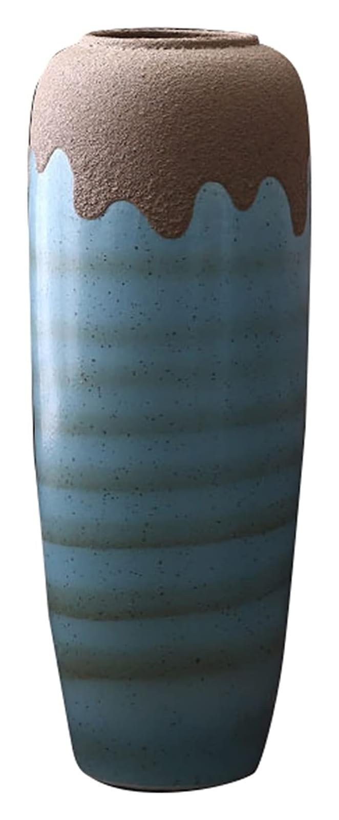 asdchZen Vase Floor Vase, Large Size Ceramic Vase Living Room Flower Arrangement Ornament, Distressed Pottery Jar For Entryway Decor,One Color-25 * 70 cm